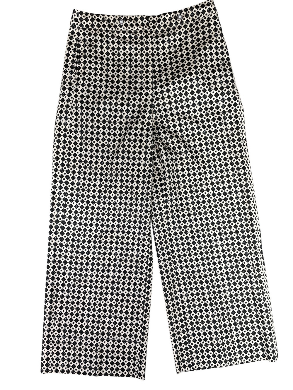 ‘S MaxMara Black & Khaki Geometric Wide-Leg Ankle Pants Size 6